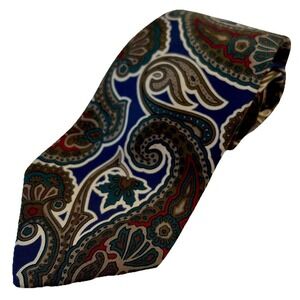 Egon Von Furstenberg Necktie Men's Silk Jewel Tone Multicolor Paisley 59"x3.5"